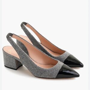 J. Crew Laney Elegant Gray and Black‎ Slingback Heels Wool 6.5